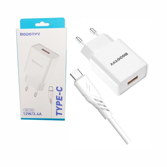 Modorwy PD Wall Charger MA1103 5V 2.4A with Type C cable White